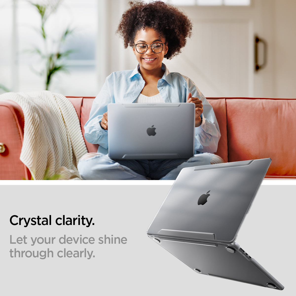 ACS06957 - MacBook Air 15-inch Case Thin Fit in Crystal Clear showing the crystal clarity. Let your device shine through