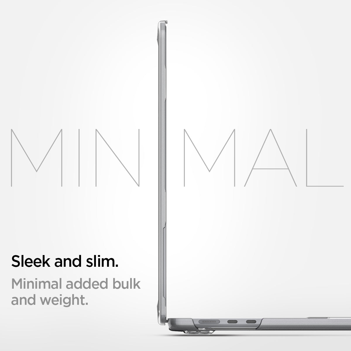 ACS06957 - MacBook Air 15-inch Case Thin Fit in Crystal Clear showing the slim and sleek. Minimal added bulk and weight