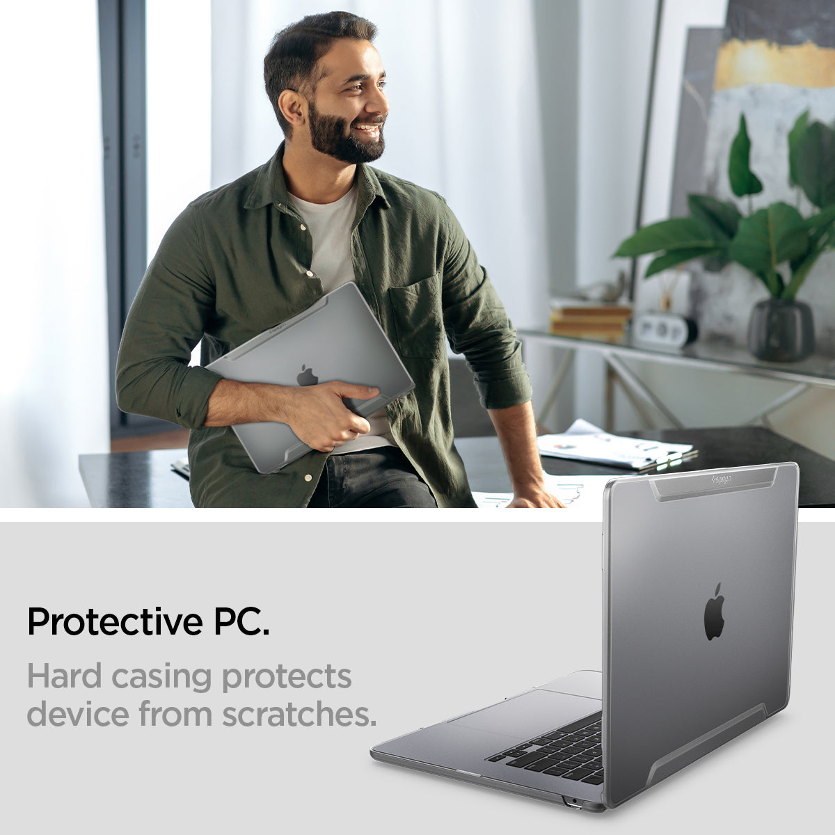 ACS06957 - MacBook Air 15-inch Case Thin Fit in Crystal Clear showing the hard casing that protects the device from scratches