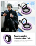 AMP09030 - MagSafe Phone Holder Nano Pop (MagFit) in Grape Purple showing the spacious ring (1.06in) comfortable Grip, 10,000 hinge tests passed. Ergonomic shape for a comfortable and stable grip