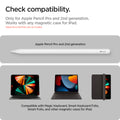 APP04545 - Apple Pencil Holder DA20 in Black showing the compatibility. Only for Apple Pencil Pro and 2nd generation. Works with any magnetic case for iPad. Apple Pencil Pro and 2nd Generation. Compatible with Magic Keyboard, Smart Keyboard Folio, Smart Folio. and other magnetic cases for iPad