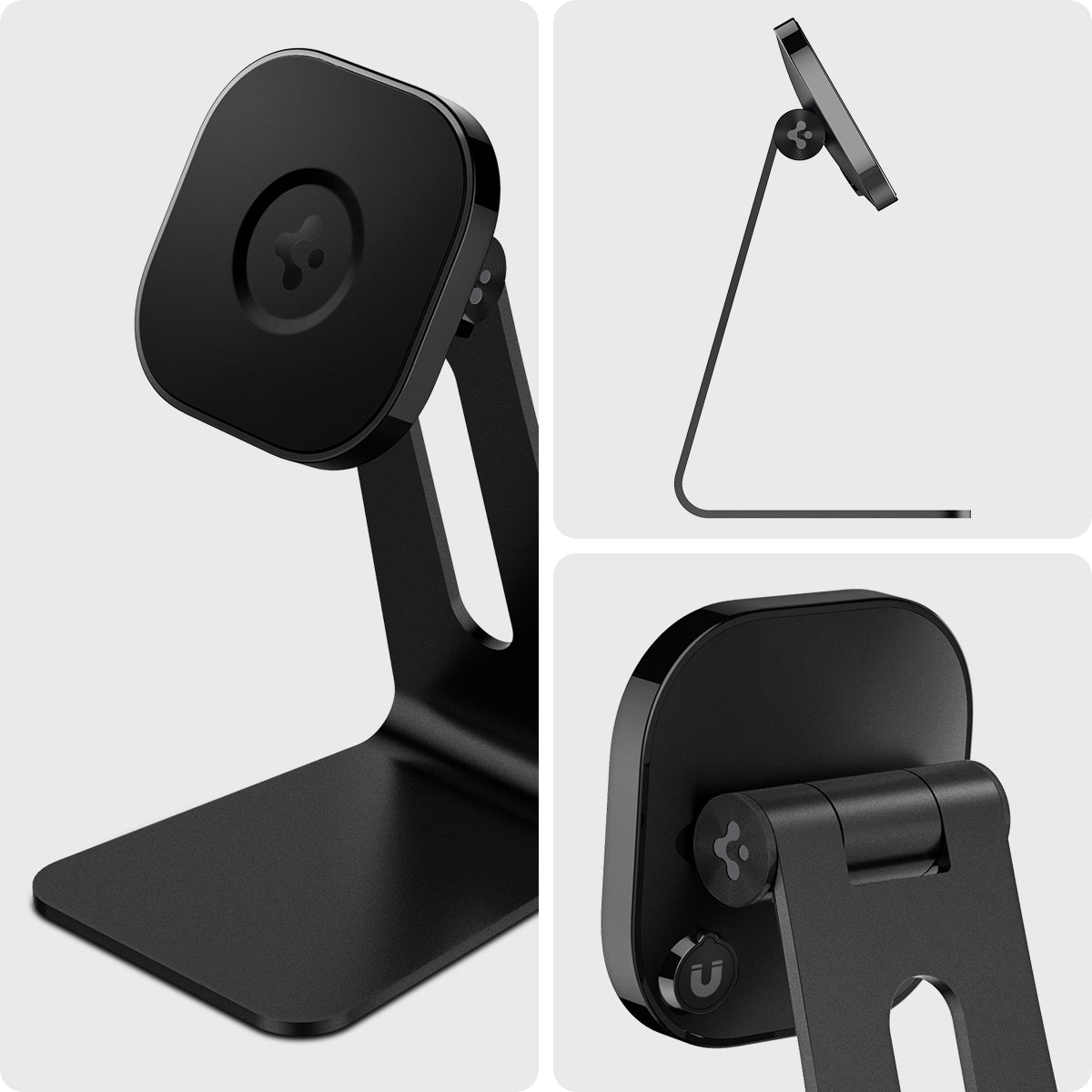 AMP025733 - OneTap Magnetic Stand (MagFit) in black showing different angles