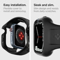 ACS04182 - Apple Watch Series (45mm) Case Liquid Air Pro in black showing the easy installation. Flexible cover to install and removing. Sleek and sim. Slim design and resists from daily scratches