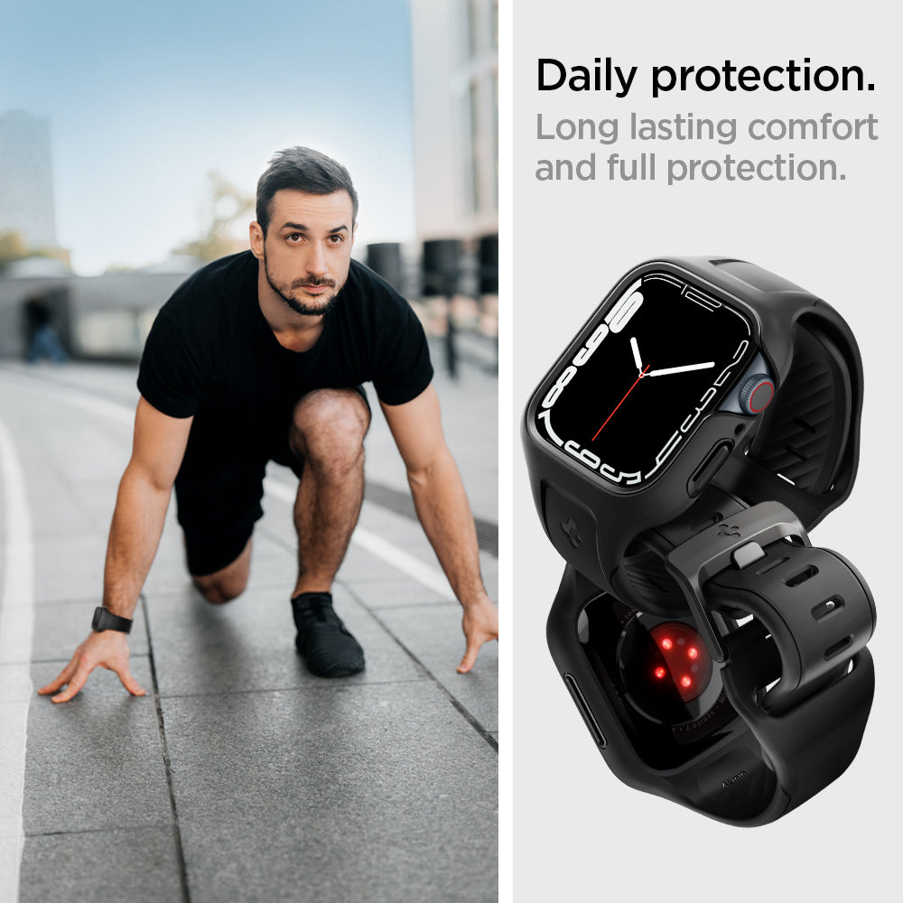 ACS04190 - Apple Watch Series (41mm) Case Liquid Air Pro in black daily protection. Long lasting comfort and full protection