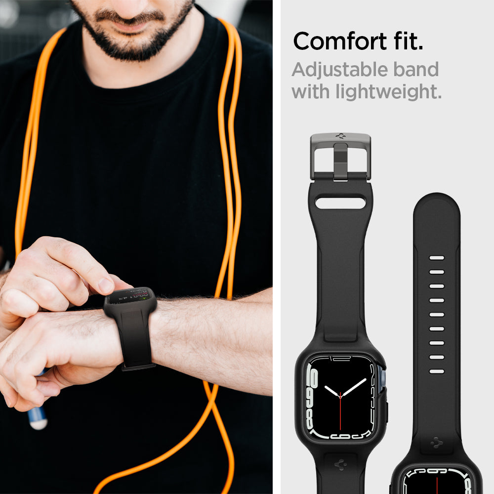 ACS04190 - Apple Watch Series (41mm) Case Liquid Air Pro in black 0comfort fit. Adjustable band with lightweight