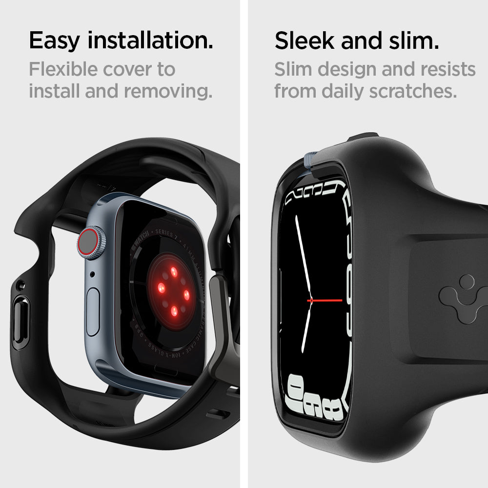 ACS04190 - Apple Watch Series (41mm) Case Liquid Air Pro in black easy installation. Flexible cover to install and removing. Sleek and sim. Slim design and resists from daily scratches