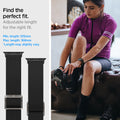 AMP02290 - Apple Watch Series (Apple Watch (41mm)/Apple Watch (38mm)) Watch Band Lite Fit in black adjustable length for the right fit. Find the perfect fit. Adjustable length for the right fit. Min-length : 108mm and Max-length : 180mm.
