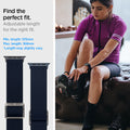 AMP02291 - Apple Watch Series (Apple Watch (41mm)/Apple Watch (38mm)) Watch Band Lite Fit in navy adjustable length for the right fit. Find the perfect fit. Adjustable length for the right fit. Min-length : 108mm and Max-length : 180mm.