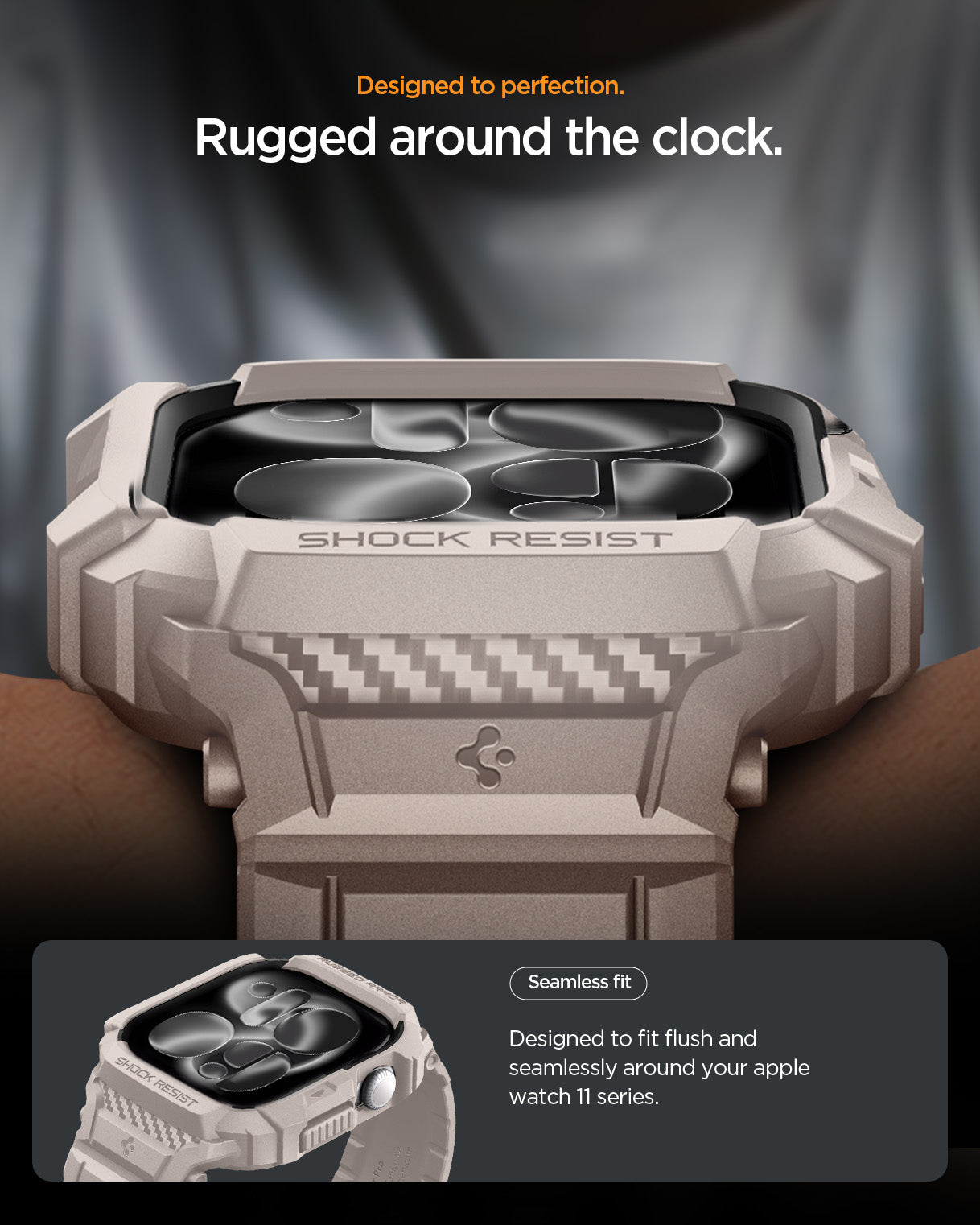 ACS10496 - Apple Watch 10/11 (42mm) Rugged Armor Pro 2 in Dune Beige