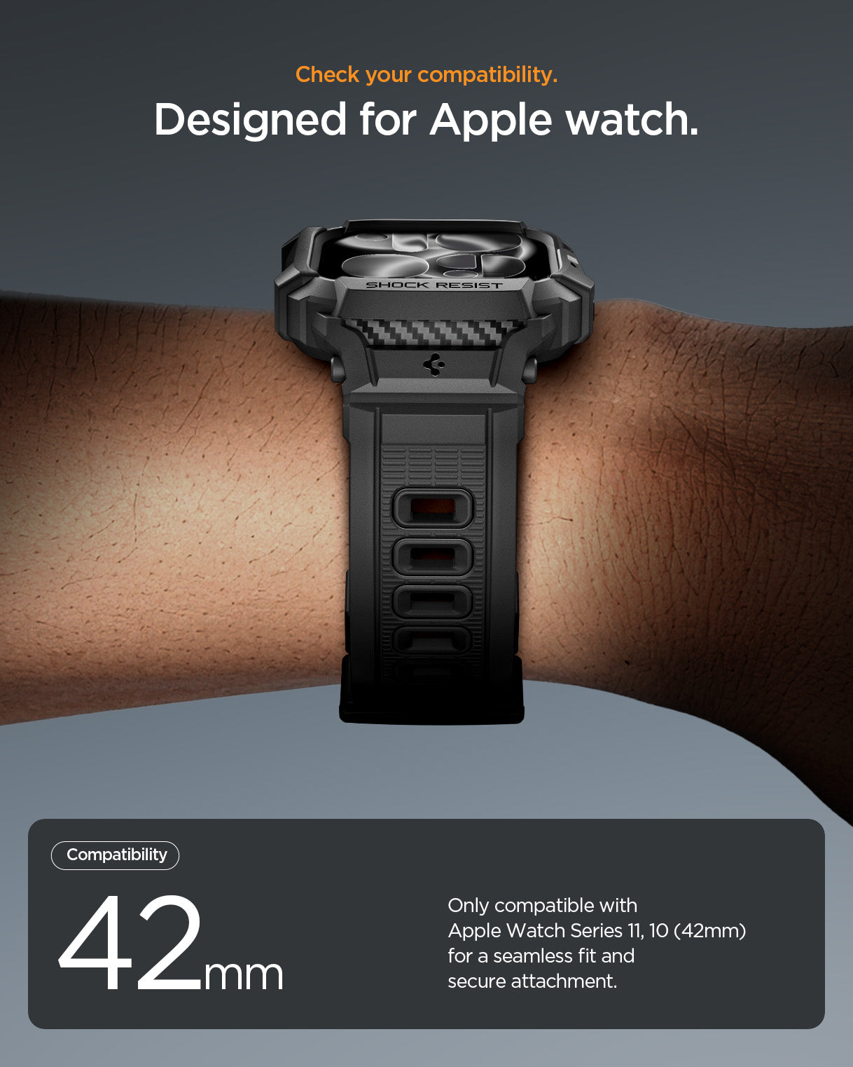 ACS10494 - Apple Watch 10/11 (42mm) Rugged Armor Pro 2 in Matte Black