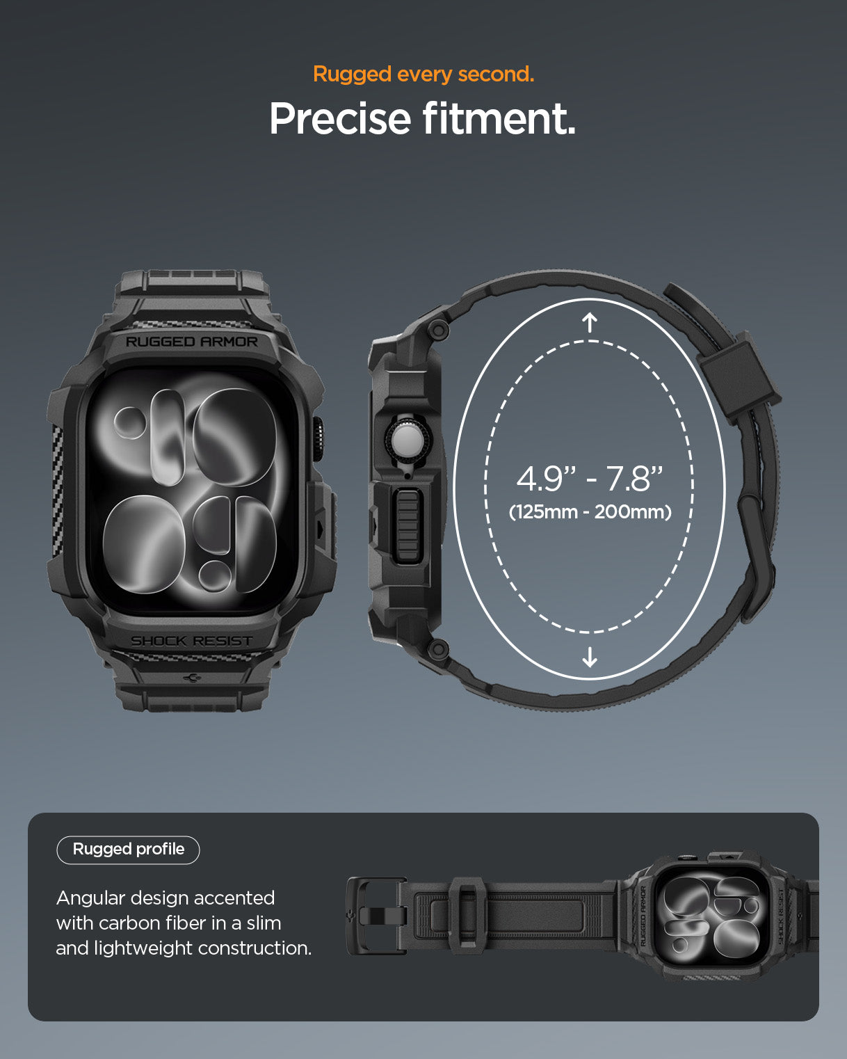ACS10494 - Apple Watch 10/11 (42mm) Rugged Armor Pro 2 in Matte Black