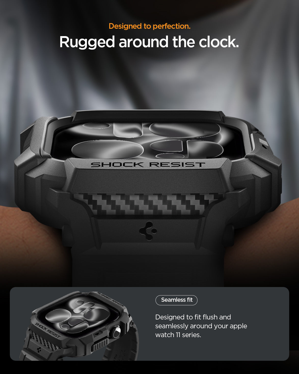 ACS10494 - Apple Watch 10/11 (42mm) Rugged Armor Pro 2 in Matte Black
