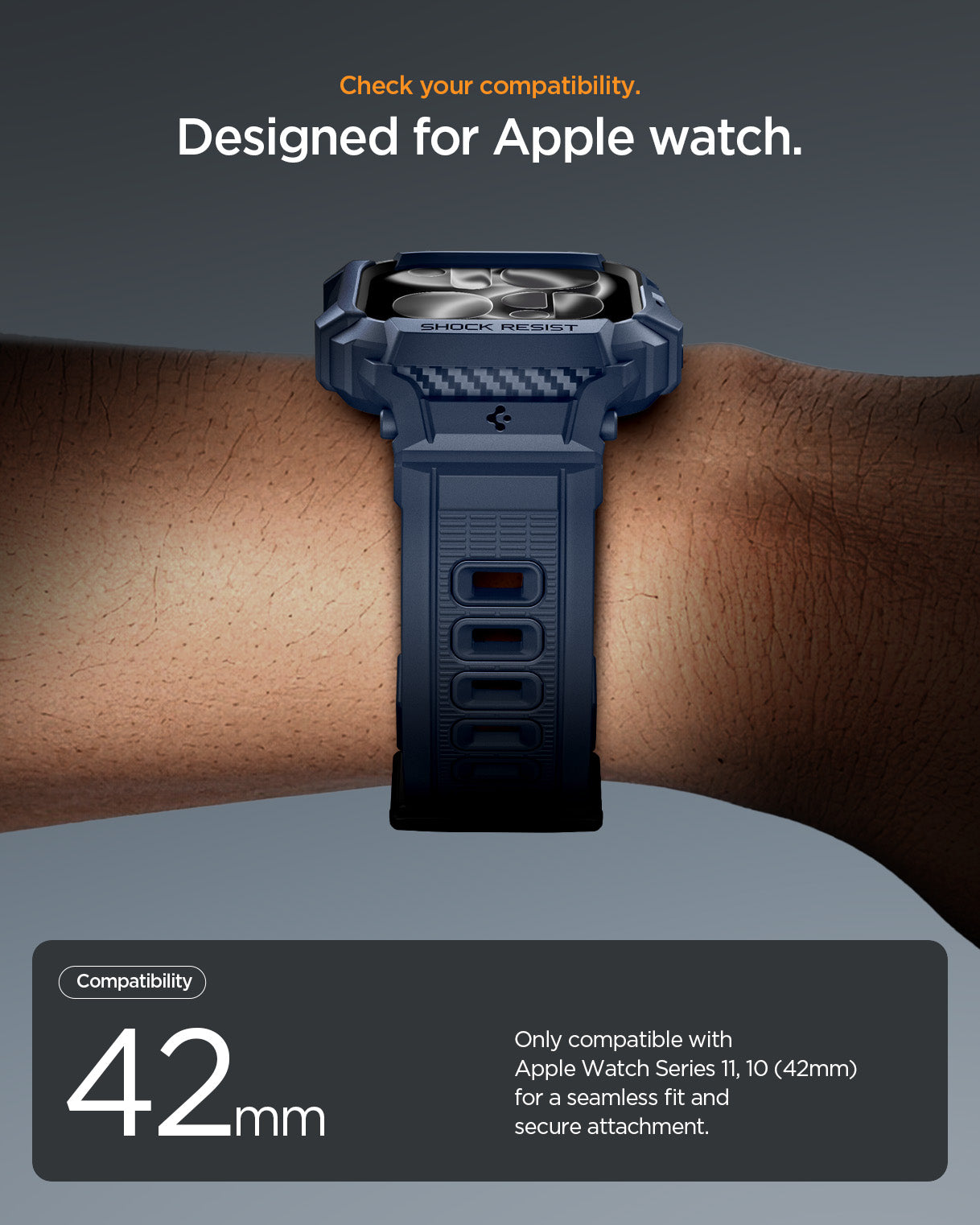 ACS10495 - Apple Watch 10/11 (42mm) Rugged Armor Pro 2 in Navy Blue