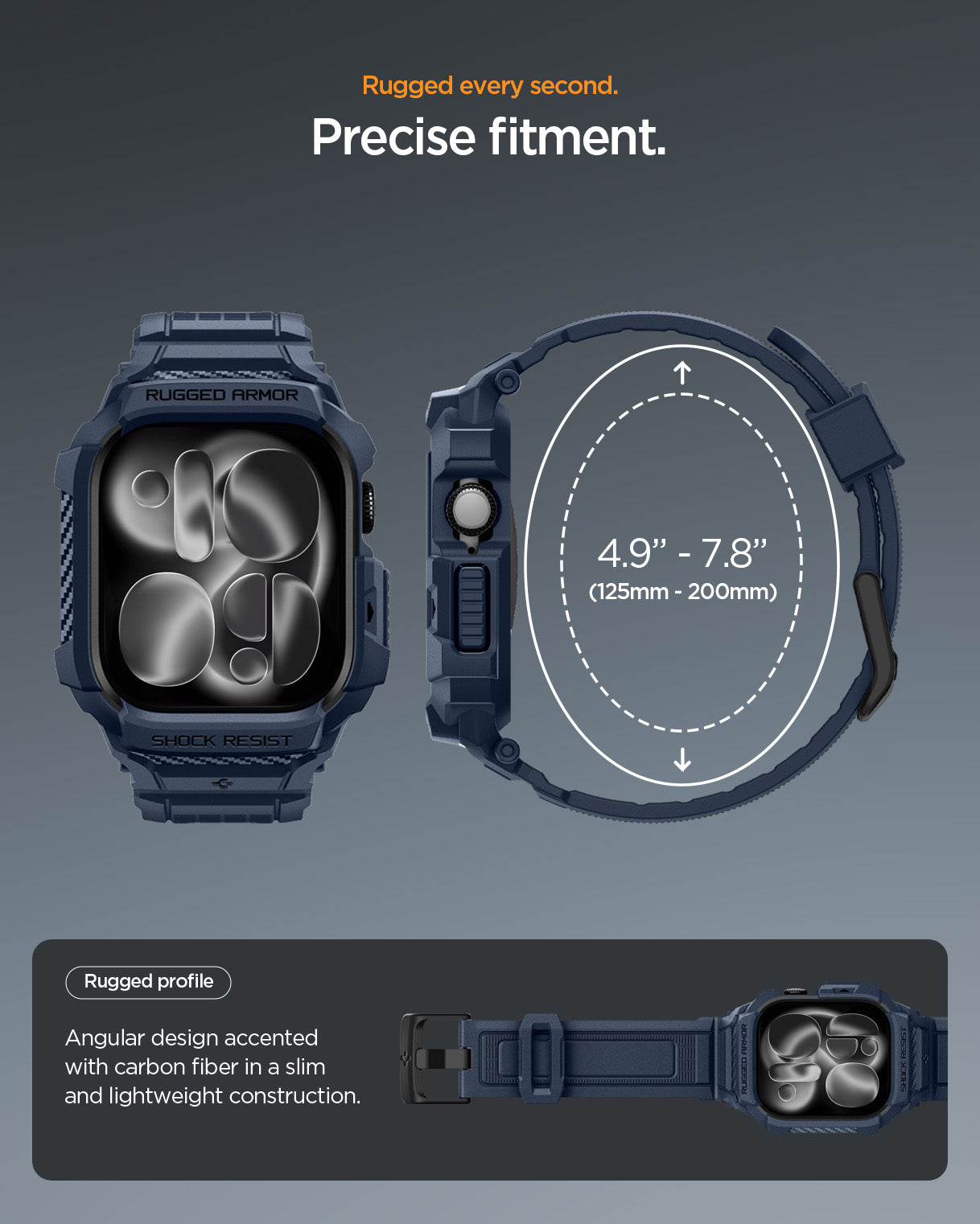 ACS10495 - Apple Watch 10/11 (42mm) Rugged Armor Pro 2 in Navy Blue