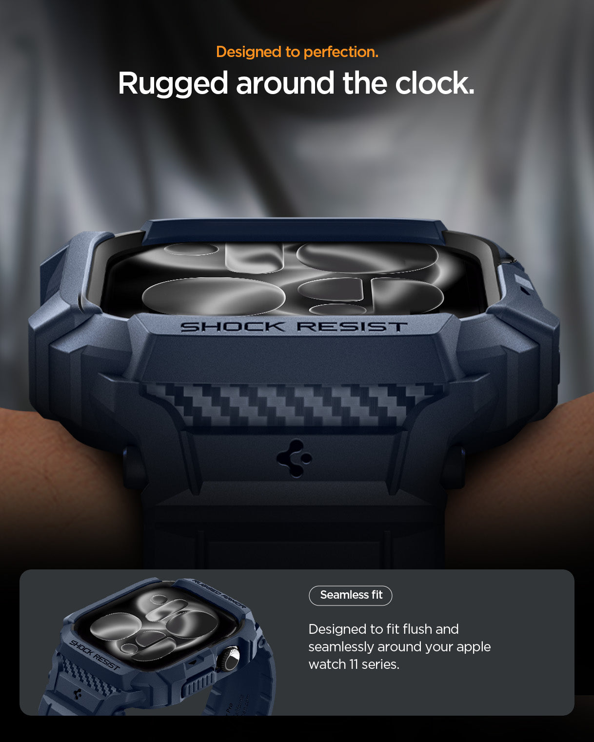 ACS10495 - Apple Watch 10/11 (42mm) Rugged Armor Pro 2 in Navy Blue
