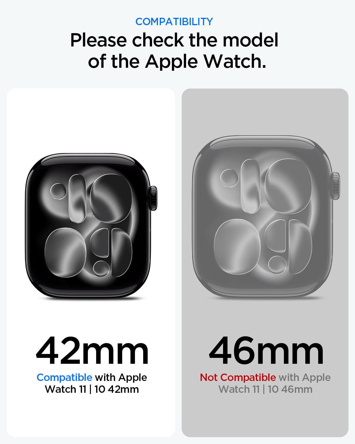 ACS11410 - Spigen Thin Fit 360 compatible with Apple Watch 11 and 10 42mm, not compatible with 46mm