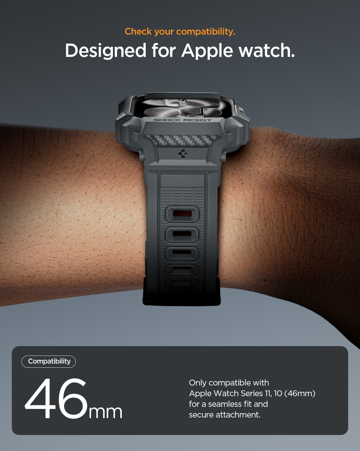 ACS10504 - Apple Watch 10/11 (46mm) Rugged Armor Pro 2 in Dark Gray