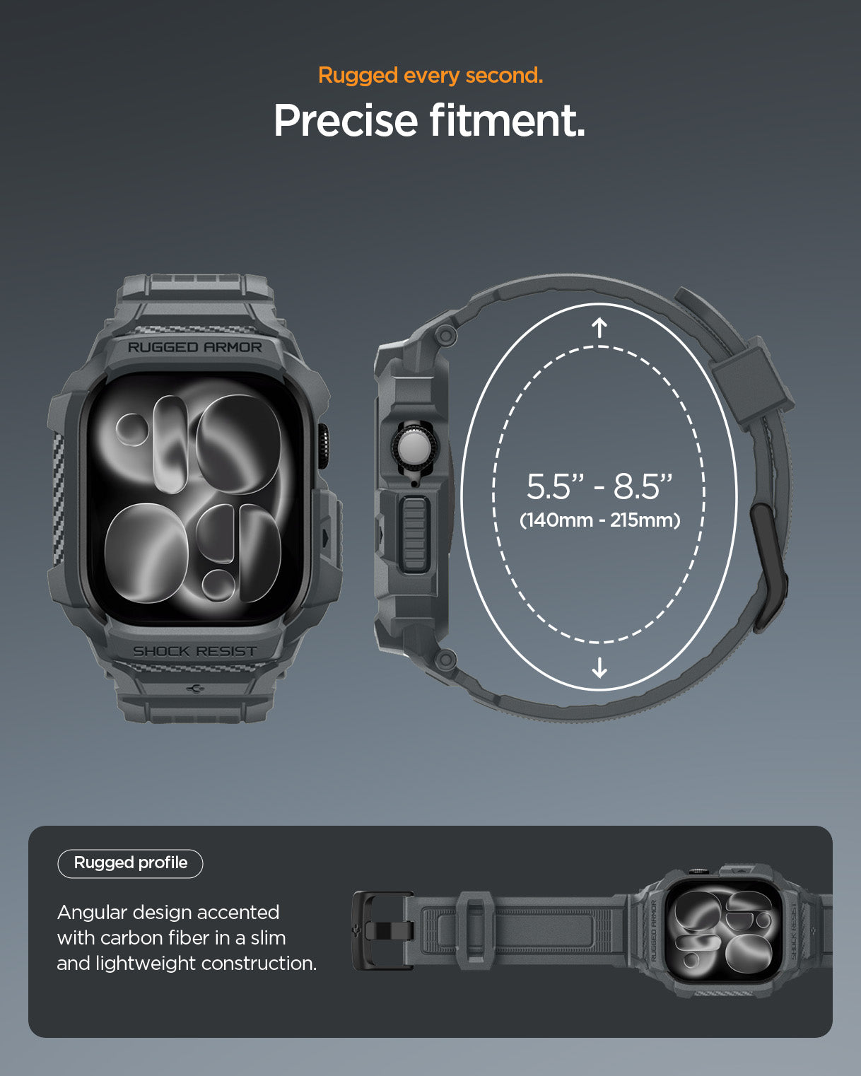 ACS10504 - Apple Watch 10/11 (46mm) Rugged Armor Pro 2 in Dark Gray