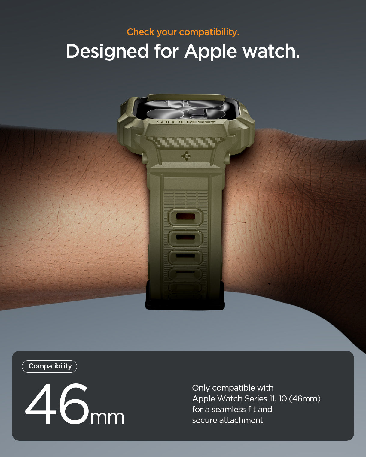 ACS10507 - Apple Watch 10/11 (46mm) Rugged Armor Pro 2 in Vintage Khaki
