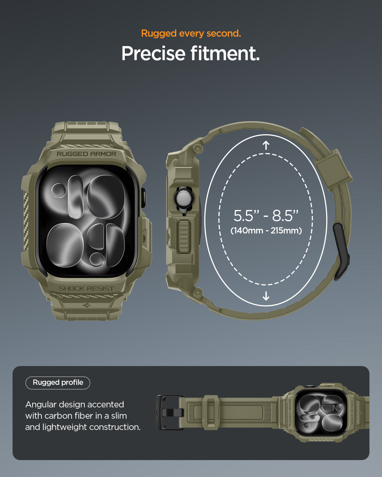 ACS10507 - Apple Watch 10/11 (46mm) Rugged Armor Pro 2 in Vintage Khaki