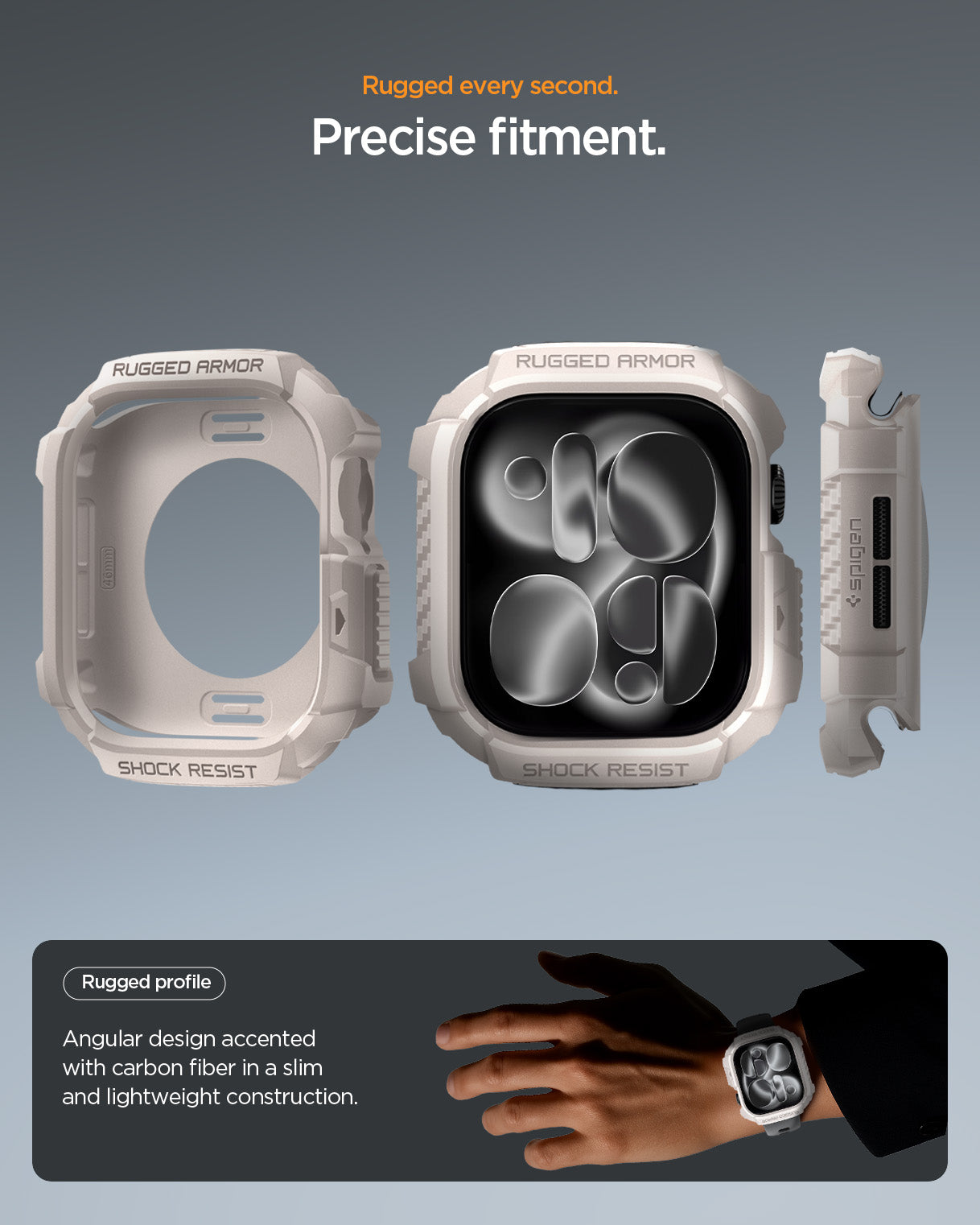 ACS10493 - Apple Watch 10/11 (42mm) Rugged Armor 2 in Dune Beige