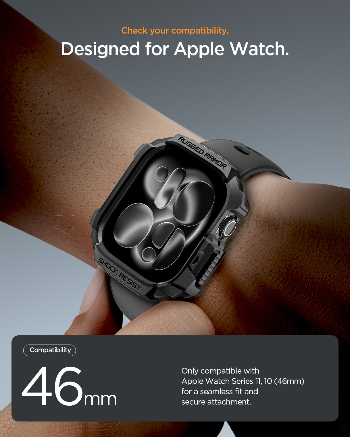 ACS10499 - Apple Watch 10/11 (46mm) Rugged Armor 2 in Matte Black 