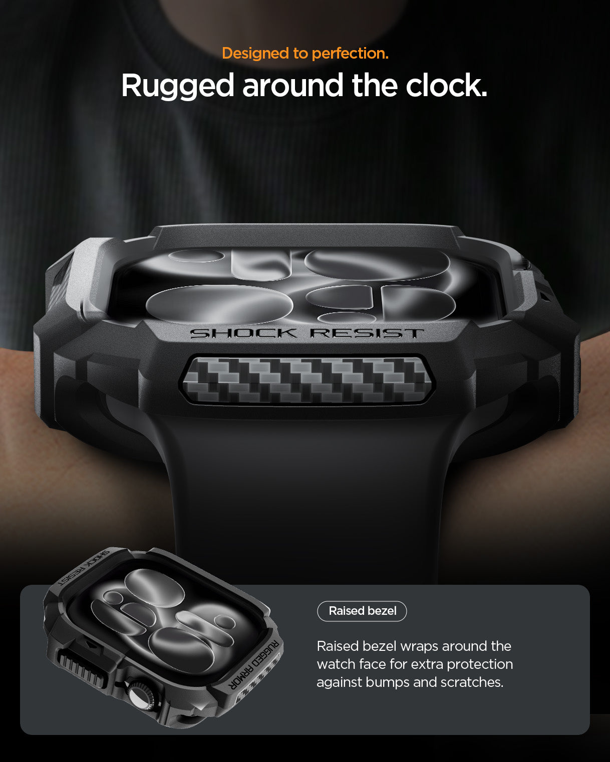 ACS10491 - Apple Watch 10/11 (42mm) Rugged Armor 2 in Matte Black 