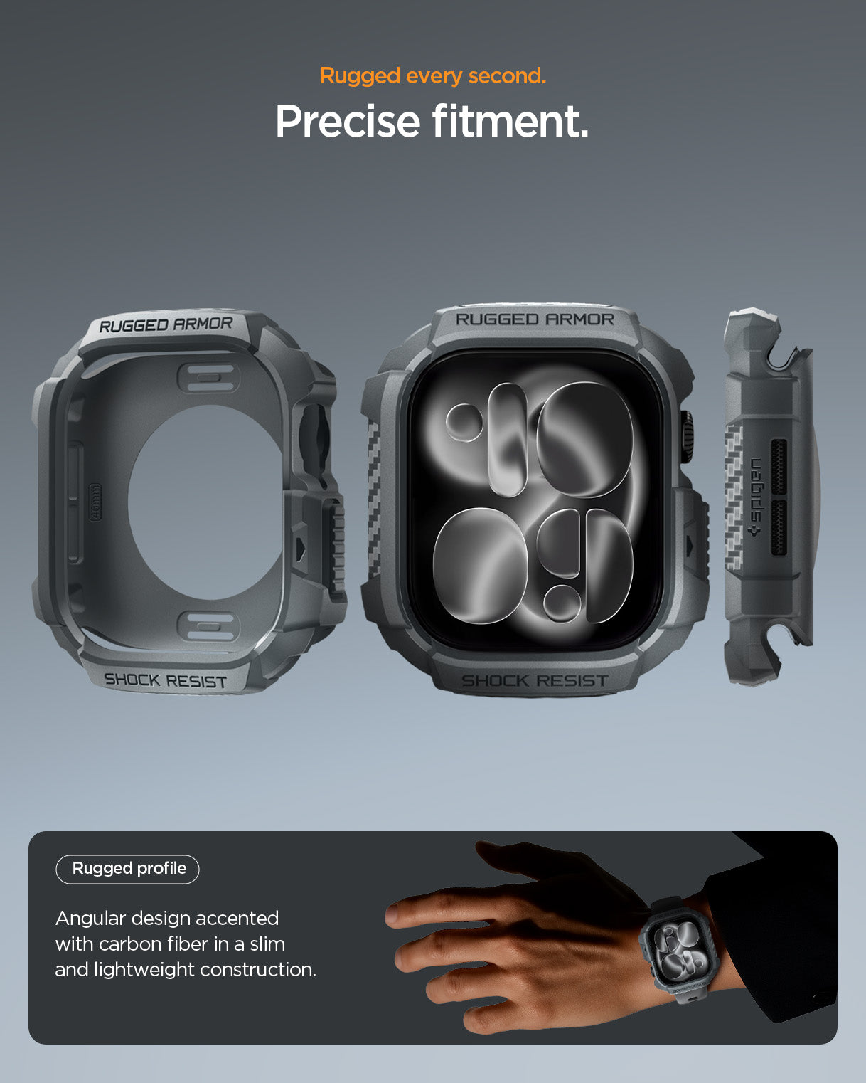 ACS10500 - Apple Watch 10/11 (46mm) Rugged Armor 2 in Dark Gray