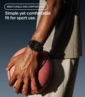 ACS11899 - Apple Watch 12 (46mm) Liquid Air Pro showing the smartwatch worn during sports with a breathable integrated case and band