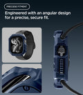 ACS11888 - Apple Watch Series 12 (46mm) Case Rugged Armor in Navy Blue showing the angular protective frame with precise fit around the crown and side controls