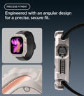 ACS11889 - Apple Watch Series 12 (46mm) Case Rugged Armor in Dune Beige showing the angular protective frame with precise fit around the crown and side controls