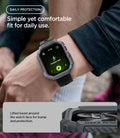 ACS11887 - Apple Watch Series 12 (46mm) Case Rugged Armor in Dark Gray showing the rugged case worn during outdoor activity with a raised bezel for added screen protection