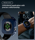 ACS11888 - Apple Watch Series 12 (46mm) Case Rugged Armor in Navy Blue showing the rear sensor opening and precise cutouts with the rugged case worn during a workout