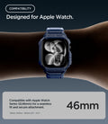 ACS11896 - Apple Watch Series 12 (46mm) Case Rugged Armor Pro in Navy Blue showing compatibility with the 46mm size for a seamless fit and secure attachment