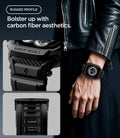 ACS11894 - Apple Watch Series 12 (46mm) Case Rugged Armor Pro in Matte Black showing carbon fiber inspired detailing and reinforced elements for a rugged profile