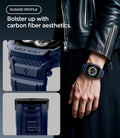 ACS11896 - Apple Watch Series 12 (46mm) Case Rugged Armor Pro in Navy Blue showing carbon fiber inspired detailing and reinforced elements for a rugged profile