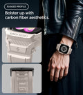 ACS11897 - Apple Watch Series 12 (46mm) Case Rugged Armor Pro in Dune Beige showing carbon fiber inspired detailing and reinforced elements for a rugged profile