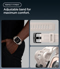 ACS11897 - Apple Watch Series 12 (46mm) Case Rugged Armor Pro in Dune Beige showing the adjustable band, buckle, and multiple sizing holes for a comfortable fit