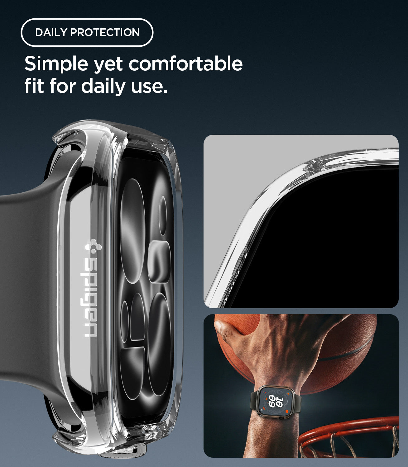 ACS11881 - Apple Watch Series 12(42mm) Case Thin Fit in Crystal Clear showing the protective case with raised edges for added everyday protection