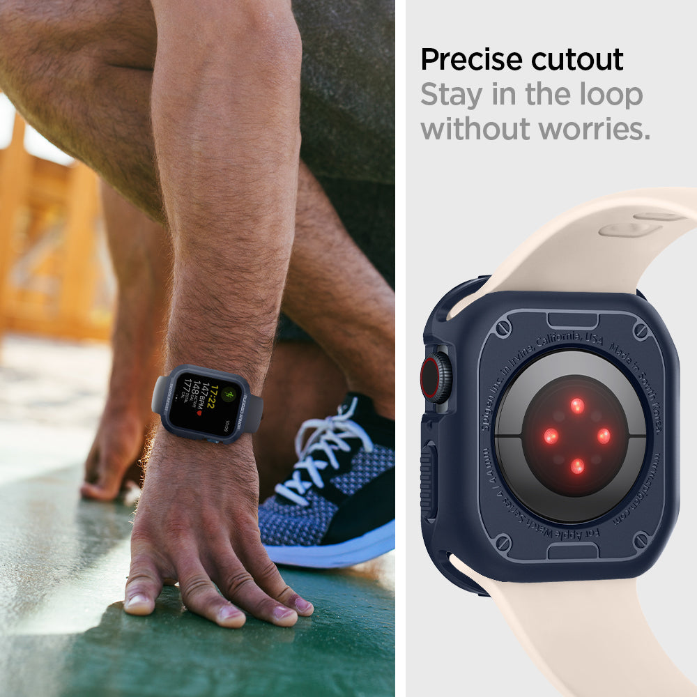 ACS02224 - Apple Watch Series (Apple Watch (45mm)) Case Rugged Armor in navy blue precise cutout stay in the loop without worries.