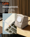 AMP11668 - Apple Watch Classic LS Charger Stand built in cable routing keeps the charging cable neatly guided through the stand and out the back.