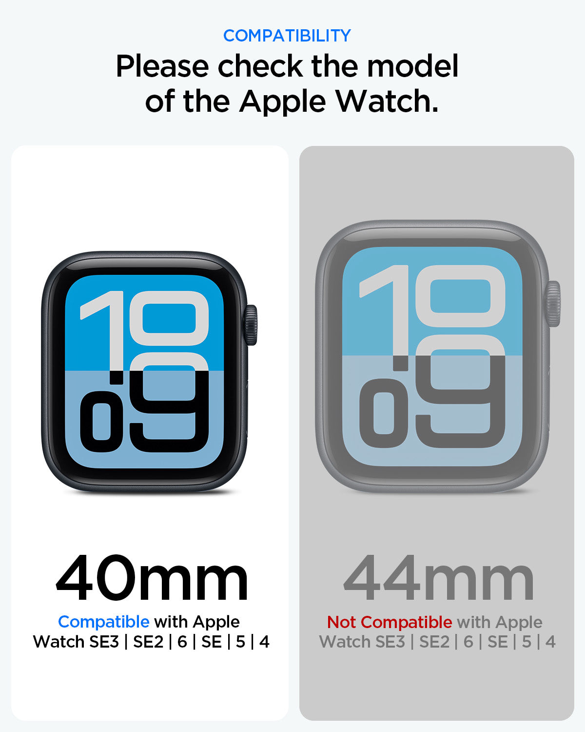 ACS11593 - Spigen Thin Fit 360 compatible with Apple Watch SE3, SE2, 6, SE, 5, 4 40mm, not compatible with 44mm