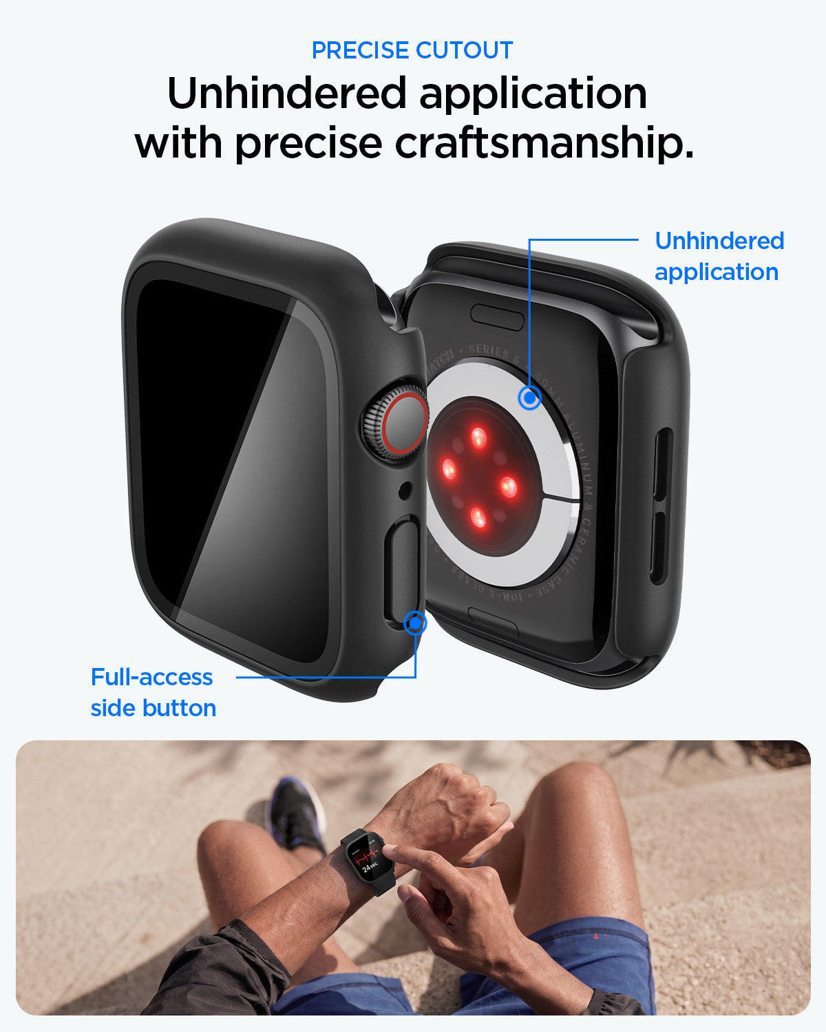 ACS11593 - Spigen Thin Fit 360 for Apple Watch SE3 40mm with precise cutouts for full button and sensor access
