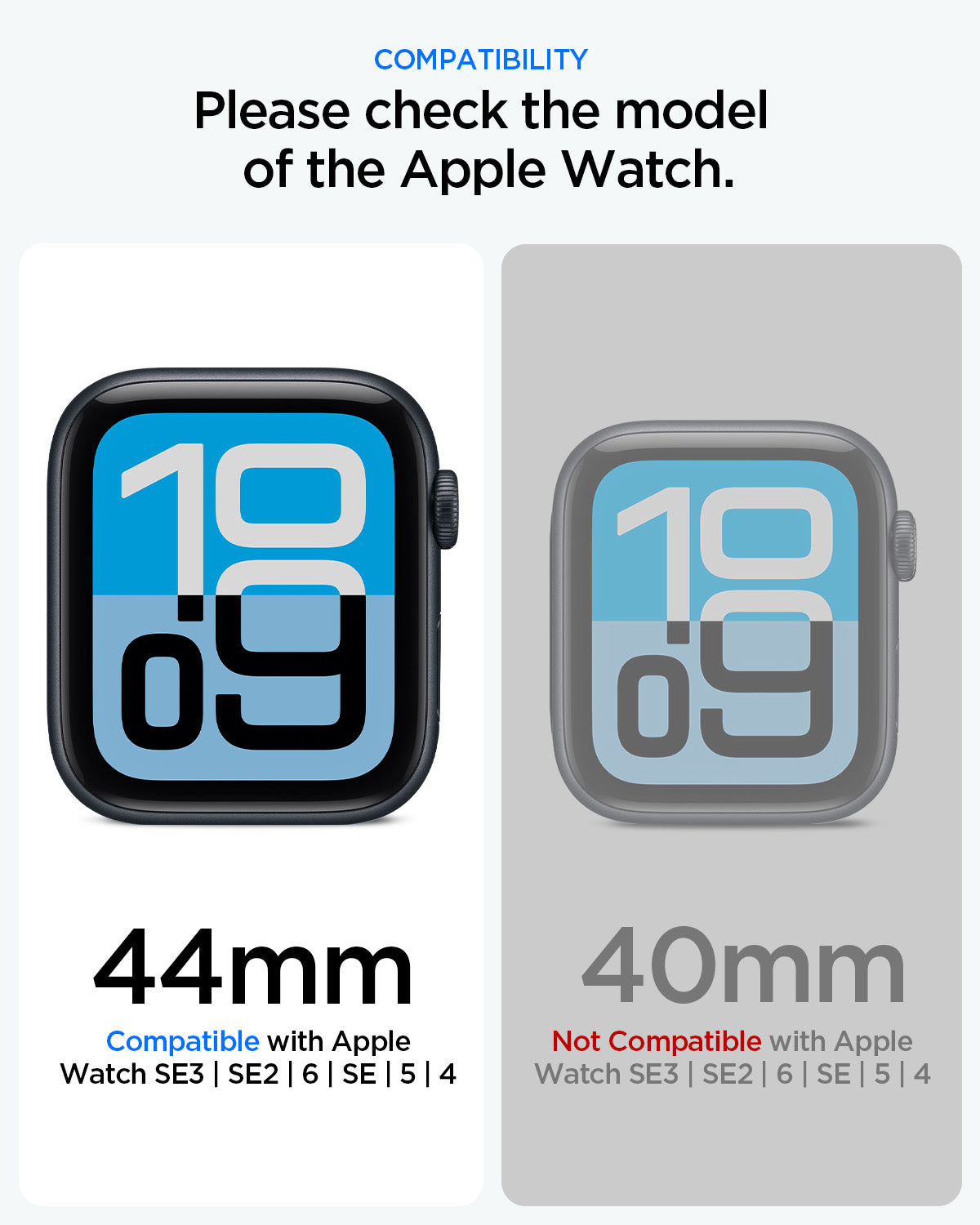 ACS11592 - Spigen Thin Fit 360 compatible with Apple Watch SE3, SE2, 6, SE, 5, 4 44mm, not compatible with 40mm
