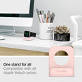 000CD21183 - Apple Watch Night Stand S350 in pink showing the one stand for all. Compatible with all Apple Watch Series