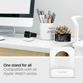 000CD21181 - Apple Watch Night Stand S350 in white showing the one stand for all. Compatible with all Apple Watch Series