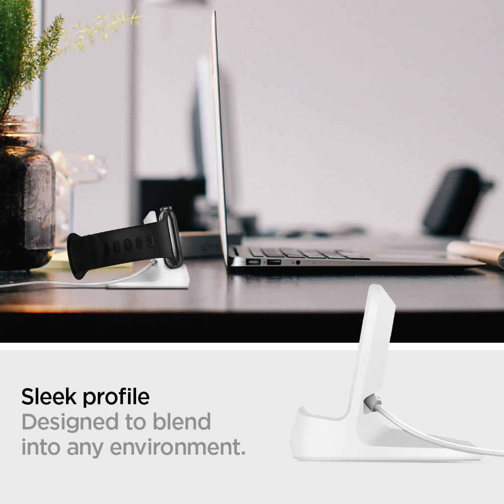 000CD21181 - Apple Watch Night Stand S350 in white showing the sleek profile. Designed to blend into any environment