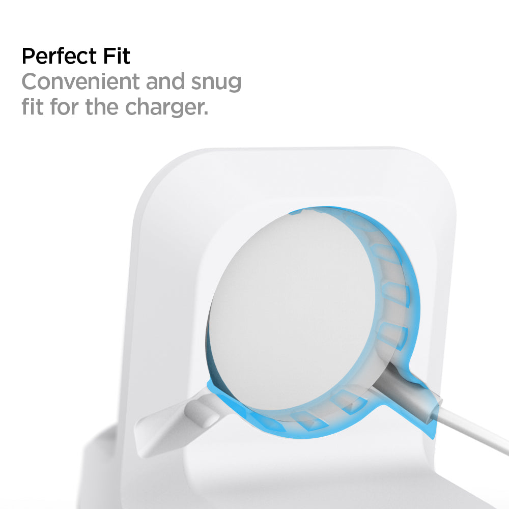 000CD21181 - Apple Watch Night Stand S350 in white showing the Perfect Fit. Convenient and snug fit for the charger