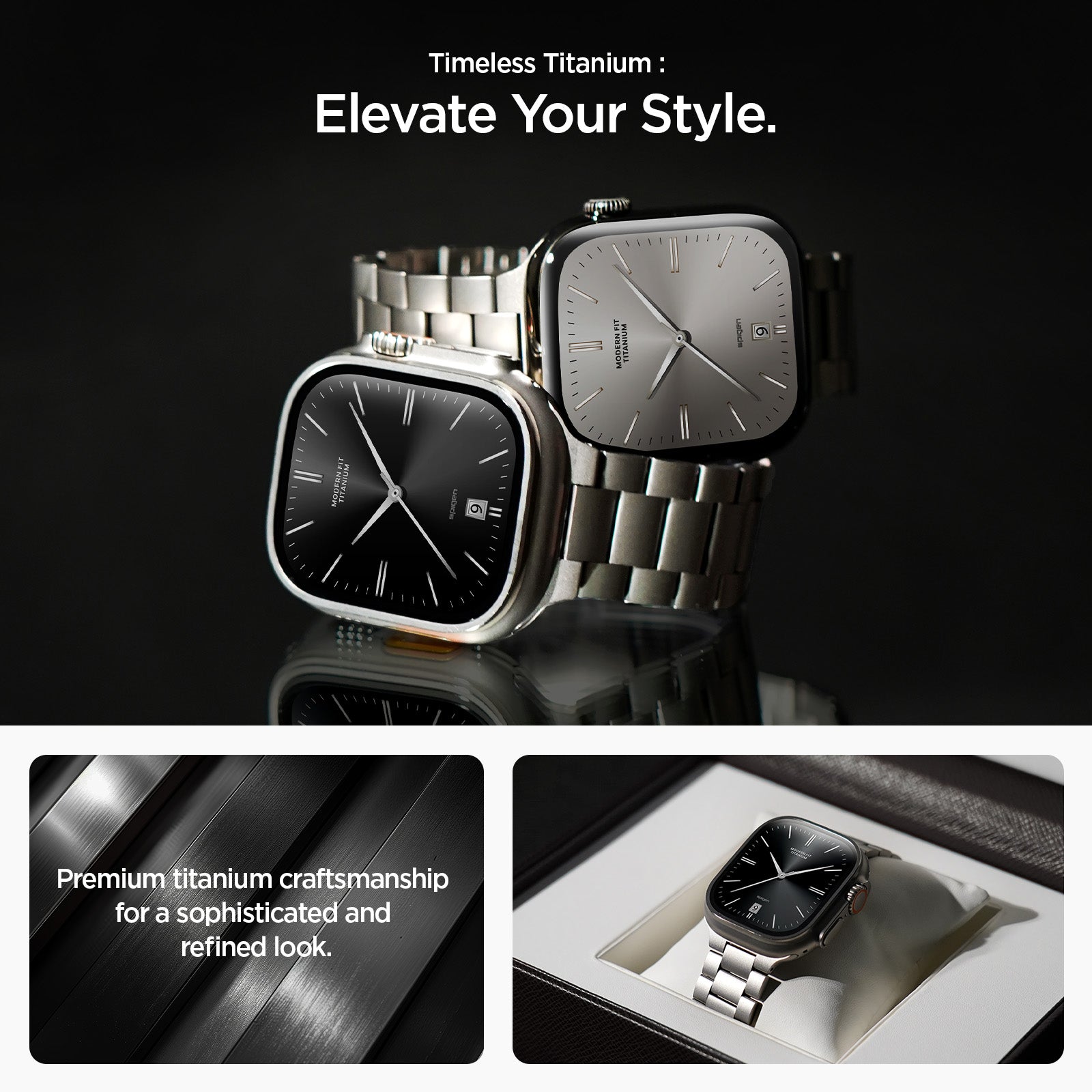 AMP09105 - Apple Watch Series - Modern Fit Titanium premium titanium craftsmanship for a sophisticated and refined look. Timeless titanium elevate your style