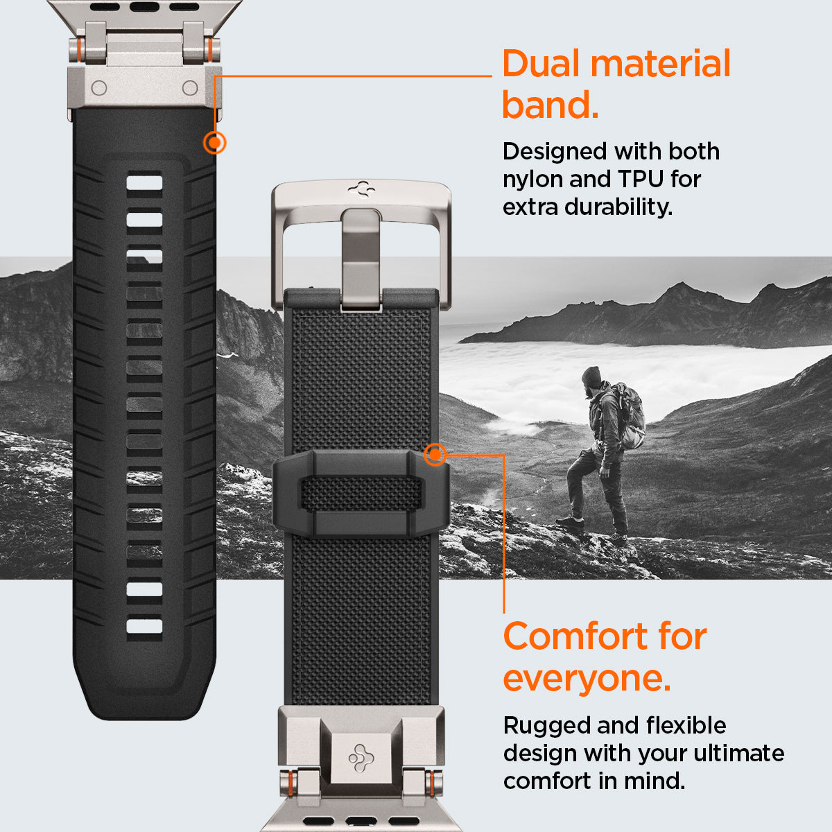 AMP06065 - Apple Watch Series DuraPro Armor Watch Band designed with both PU and TPU for extra durability. Rugged and flexible design with your ultimate comfort in mind.